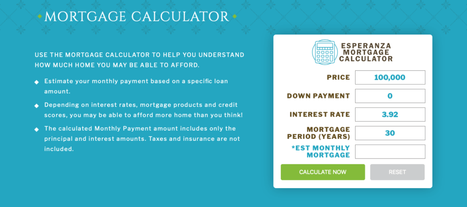 real estate website mortgage calculator