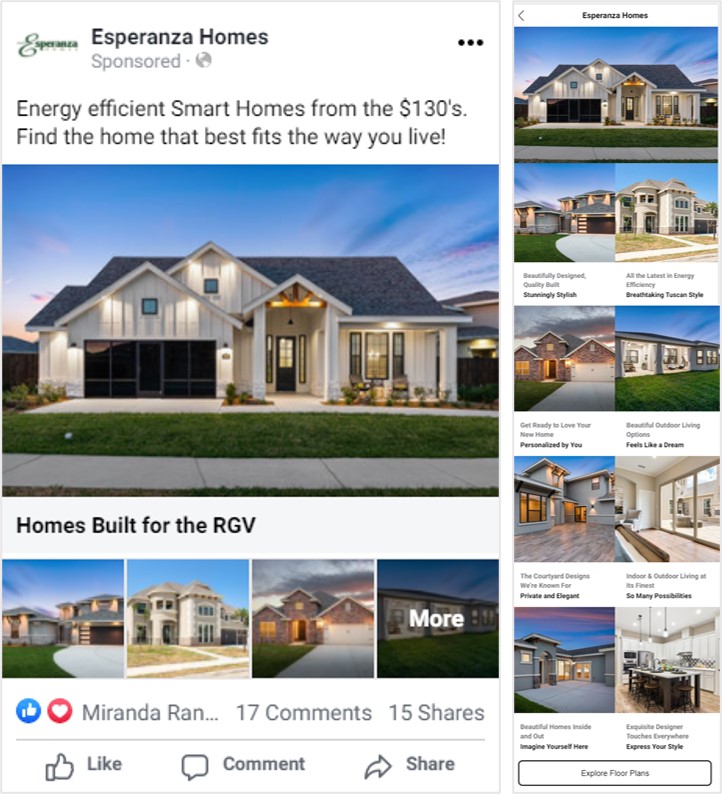 Esperanza Homes Facebook Campaign