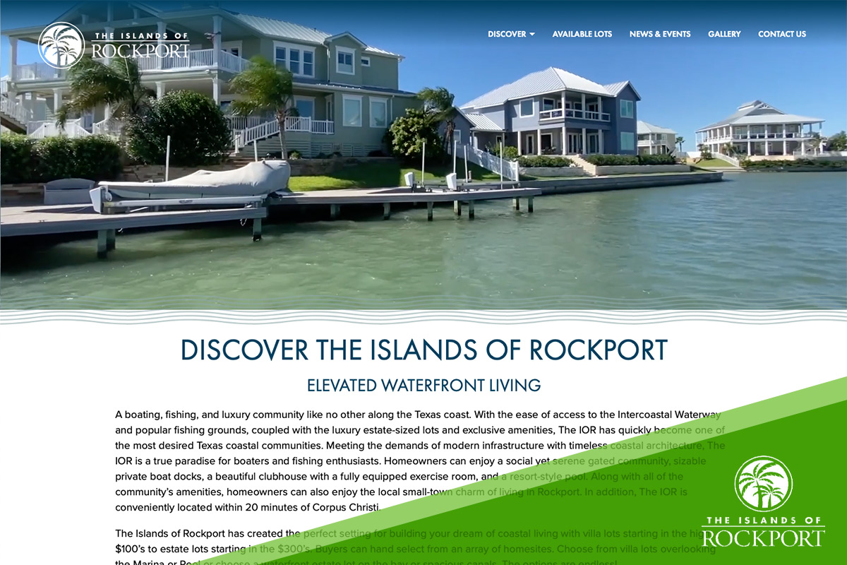 Preview of Islands of Rockport's Website Homepage